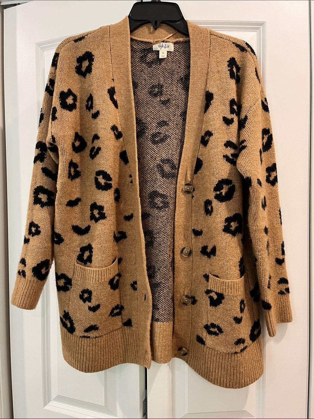Style & Co. Tan and Black Leopard-Print Cardigan